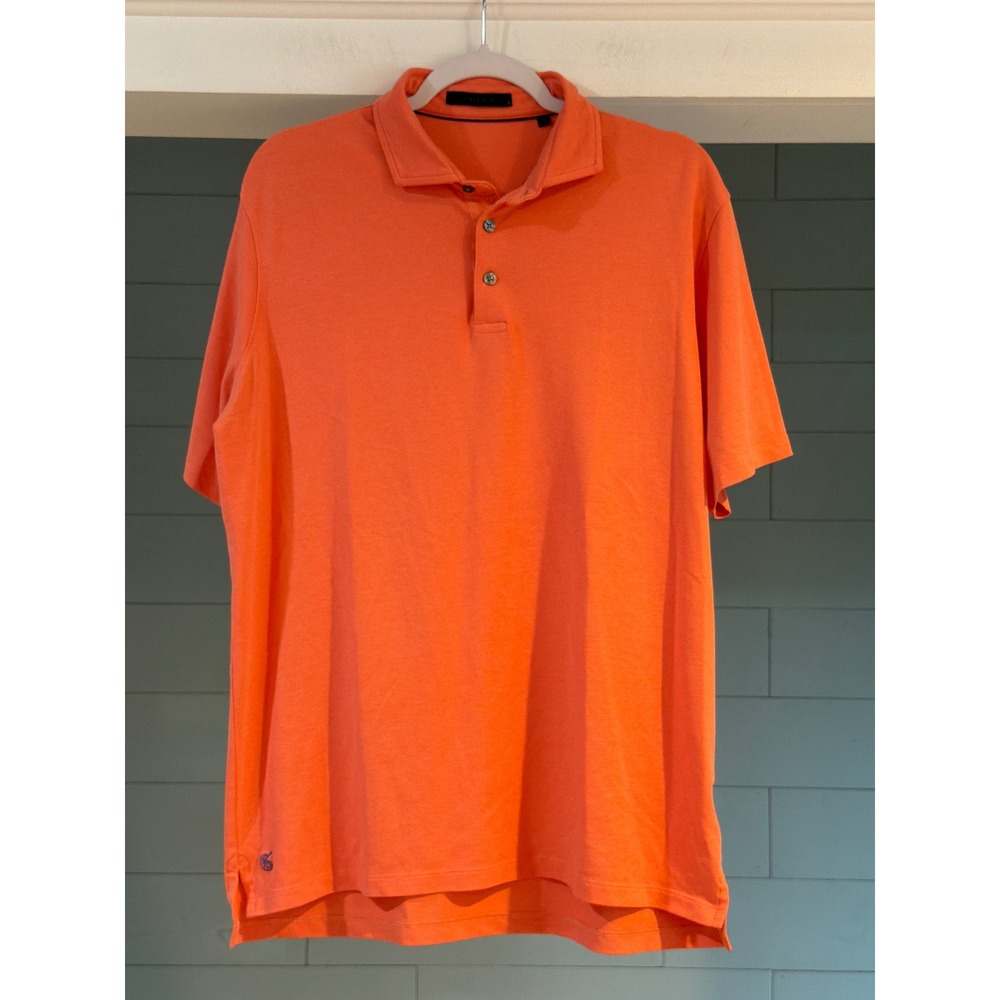 Greyson Mens Orange brrr Cooling Performance Pique Golf Polo Shirt Size Large